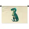 Dinosaurus - Turquoise - Stekels Wandkleed katoen klein -zz3d