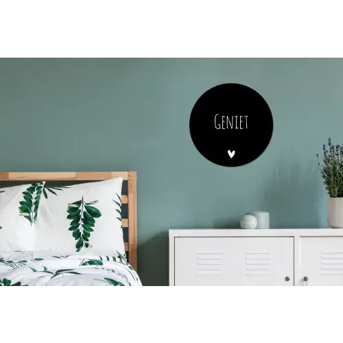 Spreuken - Quotes - Geniet Wandcirkel aluminium klein -slaapkamer