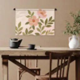 Grafisch - Bloemen - Roze Wandkleed katoen klein -sfeer6
