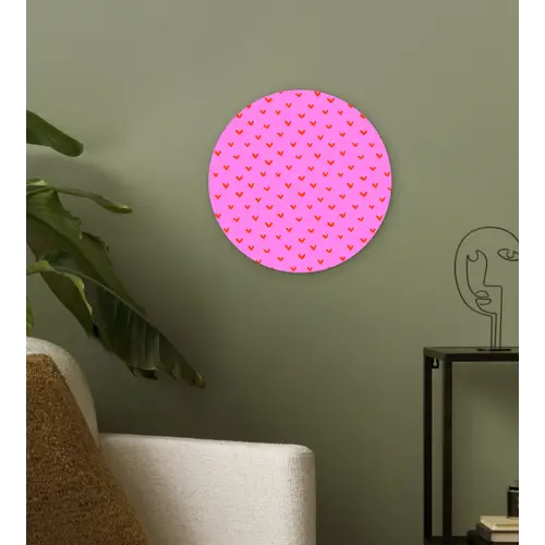 Rood -  Hartjes - Roze - Patroon Wandcirkel plexiglas klein 852 -sfeer3
