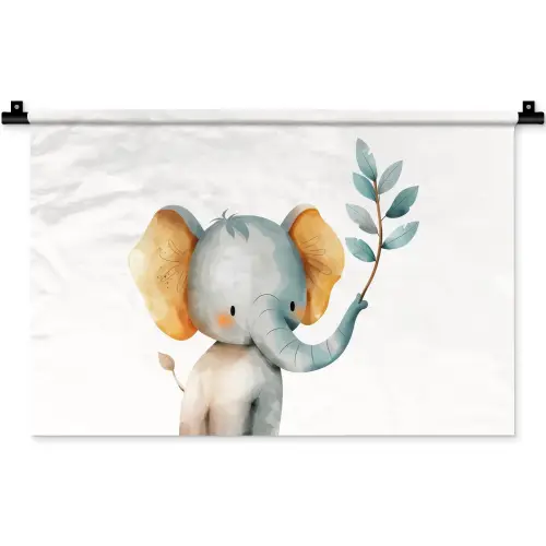 Olifant - Dier - Pastel kleuren Wandkleed katoen klein -zz3d