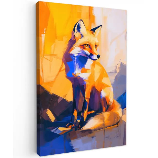 Vos - Oranje - Vormen - Abstract Tuinposter op houten frame 2 cm dik klein -3d