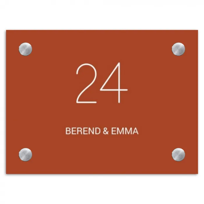 Roestbruin - Klassiek Naambord Rechthoek middel -3d
