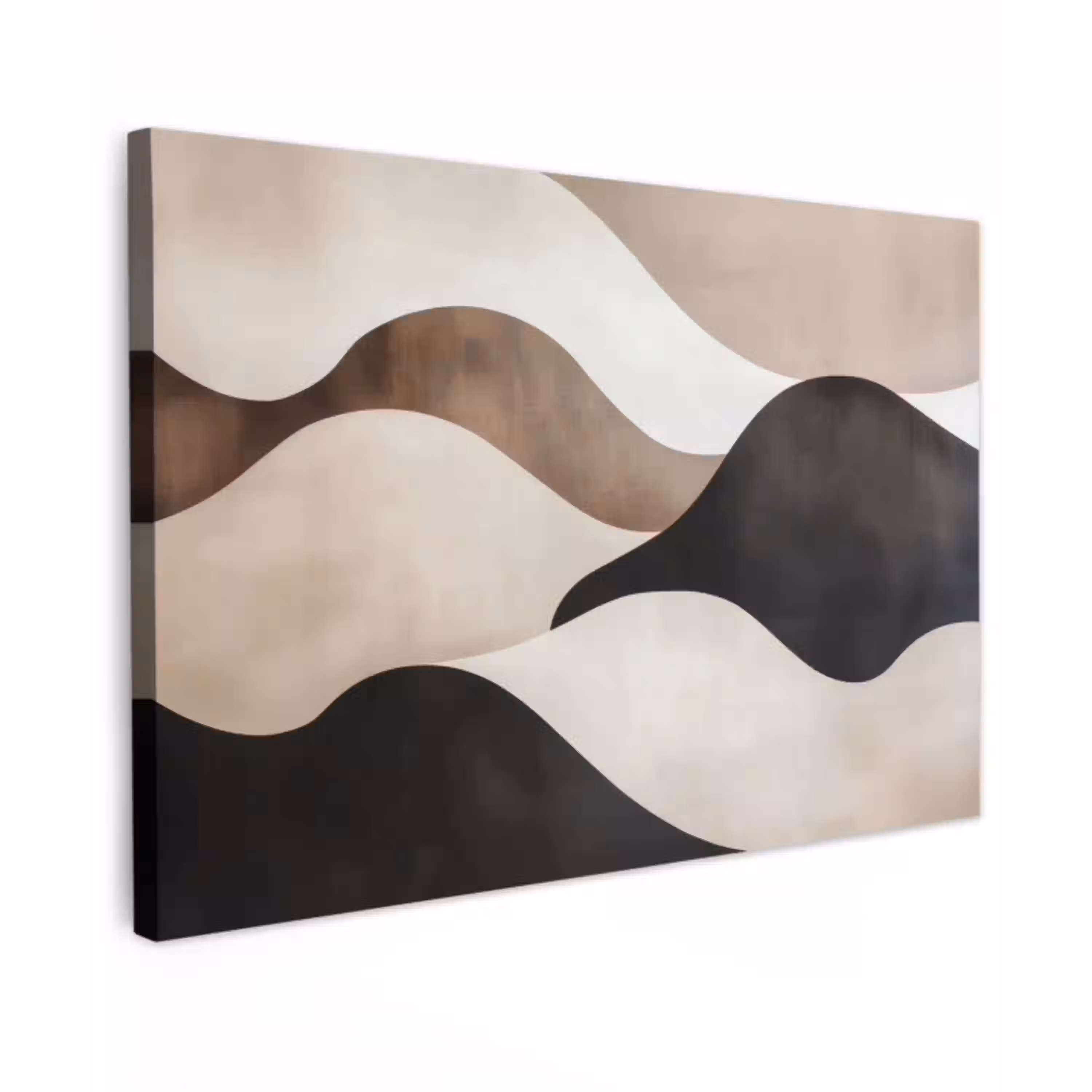 Golven - Abstract - Beige Tuinposter op houten frame 2 cm dik klein -3d