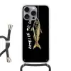 Vis - Zwart - Goud - Tekst Hoesje iPhone 16 Pro Max met koord klein -3d
