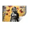 Meisje - Gasmasker - Vlinders - Graffiti Muursticker klein -3d