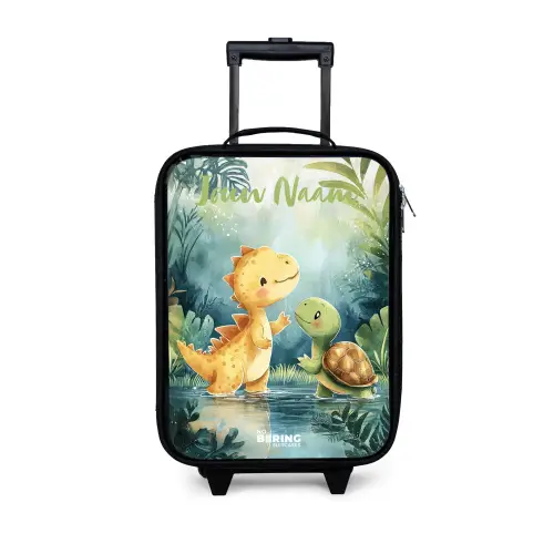 Dino - Schildpad - Jungle Kinderkoffer - Zwart klein -3d