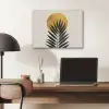 Zwart palmblad - Gouden cirkel - Beige achtergrond PET vilt klein -sfeer5