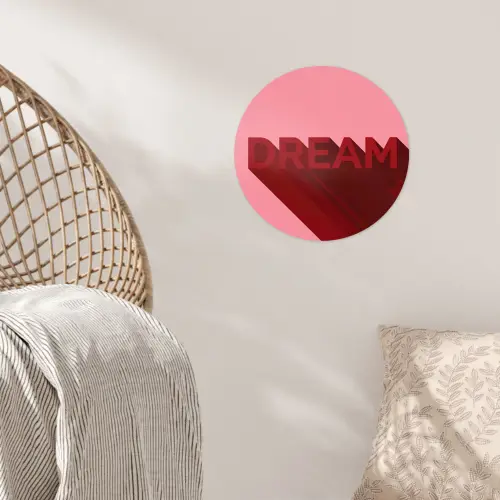 Dream - 3D - Rood - Roze Wandcirkel behangsticker klein -sfeer4