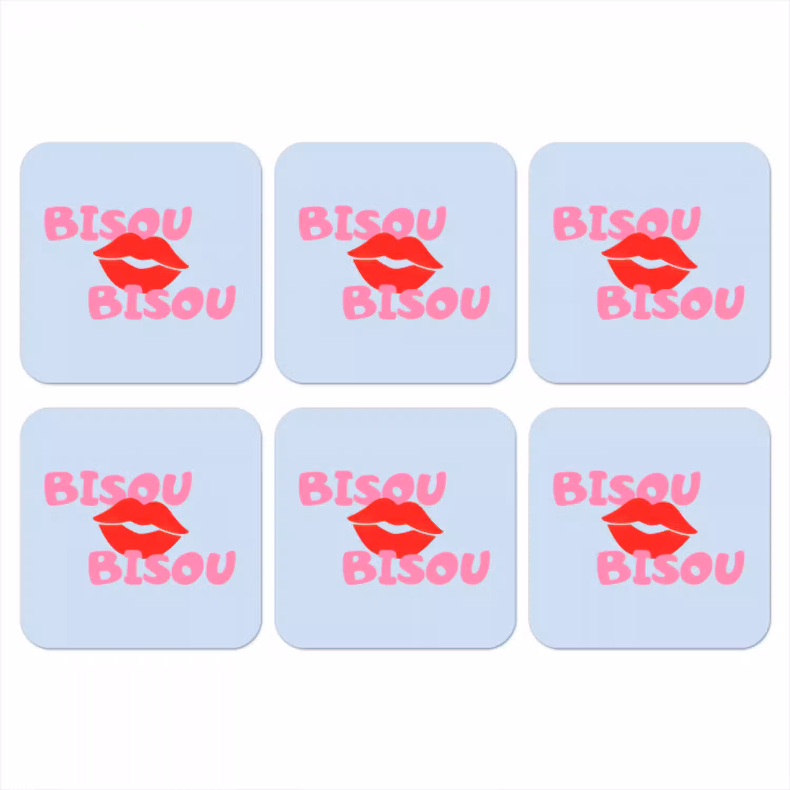 Lippen - Bisou - Blauw onderzetter kurk middel -3d
