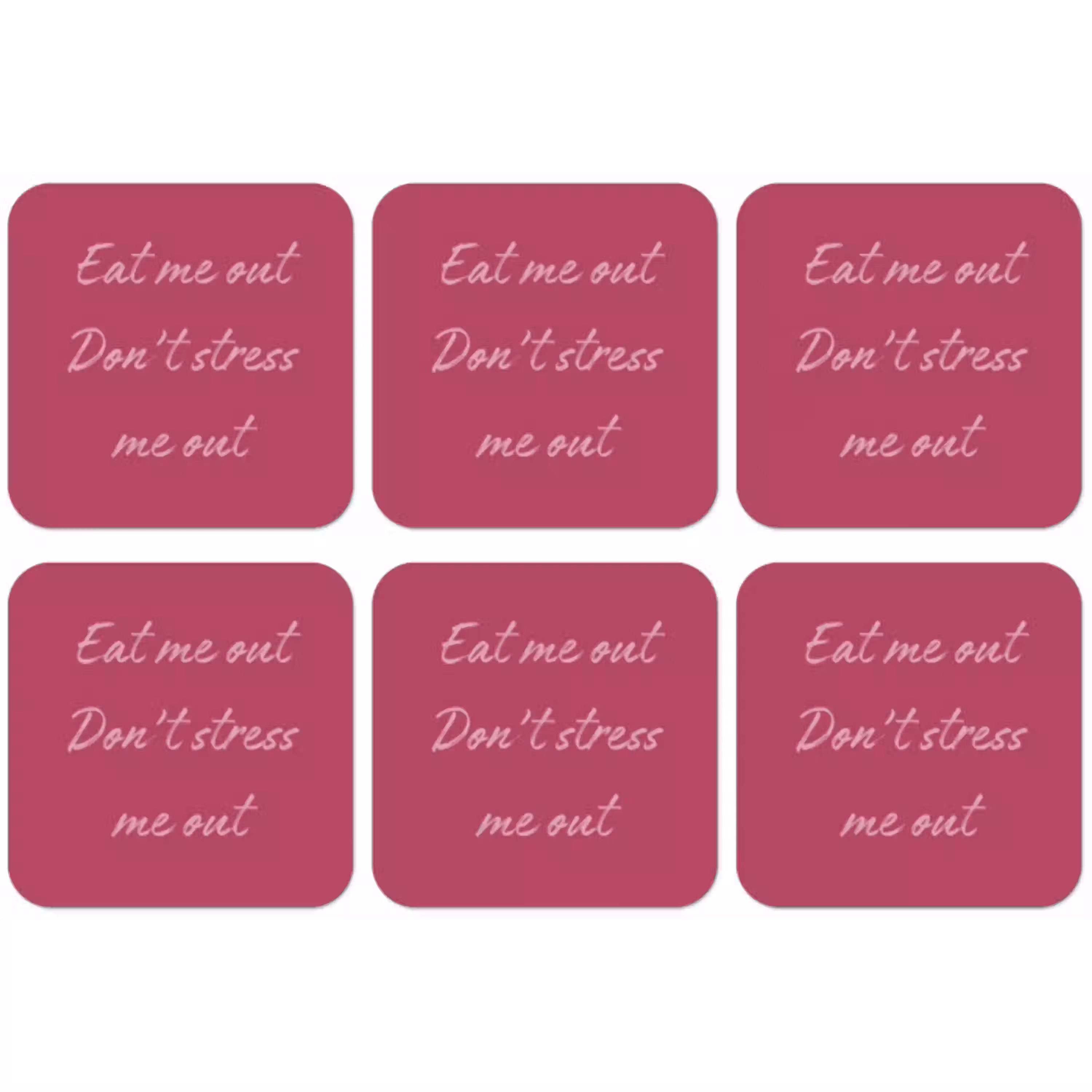 eat me out don't stress me out - Roze - Minimalistisch onderzetter kurk middel -zkaufland3dotto