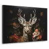 Hert - Dier - Bloemen - Natuur - Botanisch Textielframe zwart klein -3d