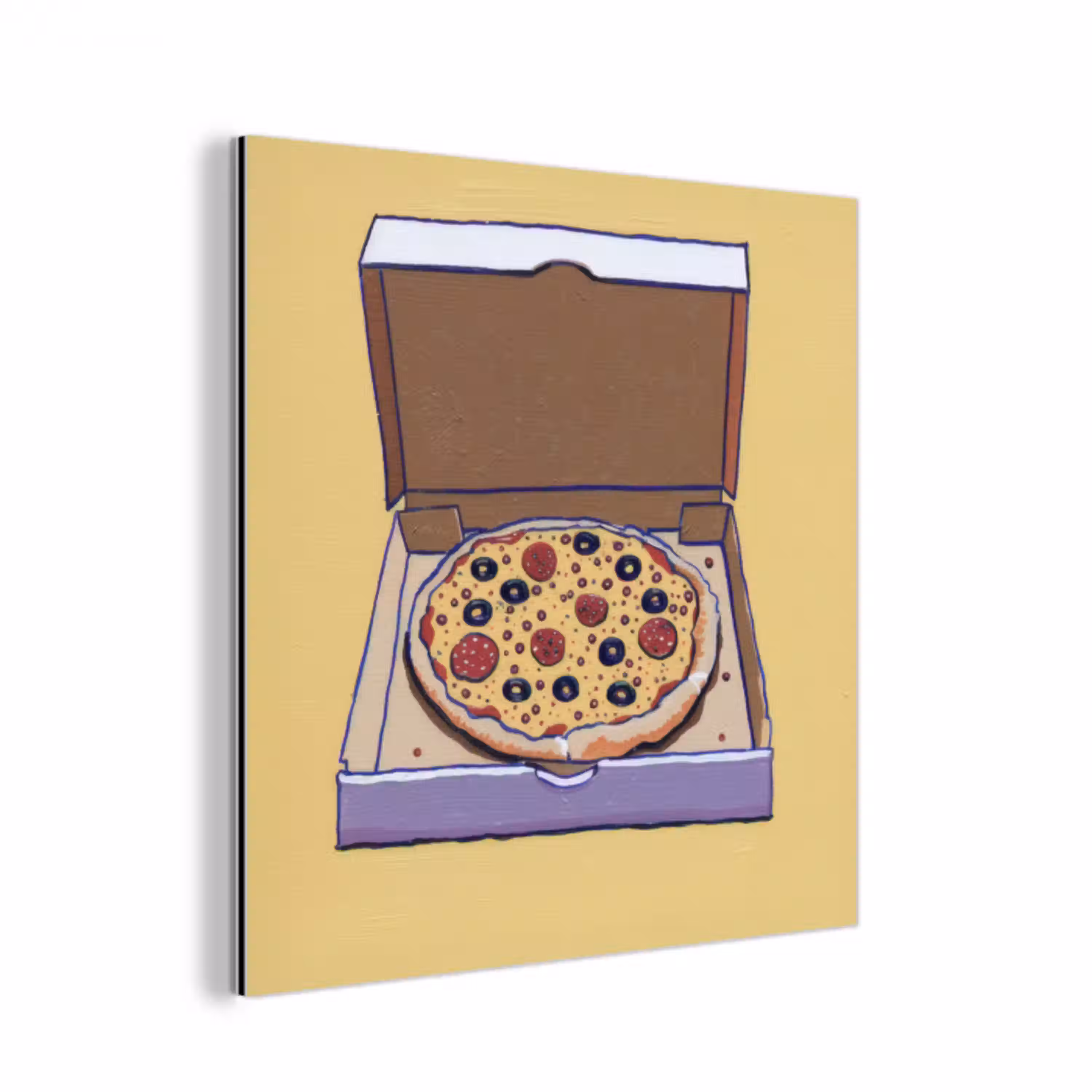 Pizza - Doos - Salami - Illustratie aluminium wit klein -3d