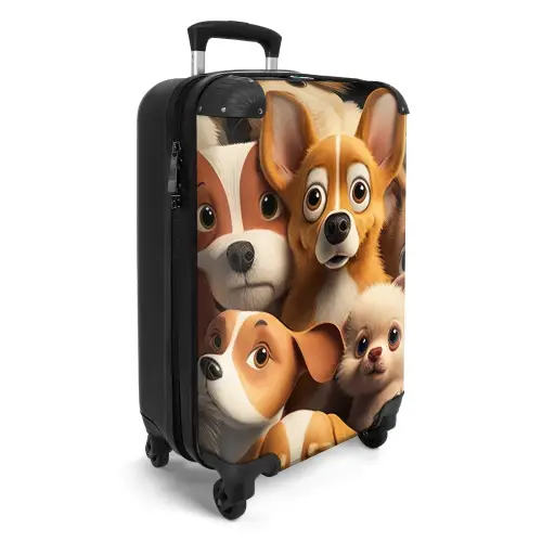 Vrolijke Hondjes Koffer - NBS - Handbagage middel -productfoto_3d