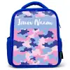 Camouflage - Roze - Blauw Kinderrugzak - Blauw middel -3d