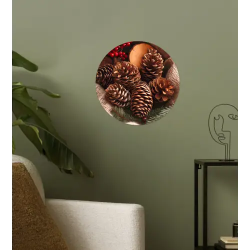 Dennenappels - Boom - Winter - Natuur - Bruin Wandcirkel behangsticker klein -sfeer2