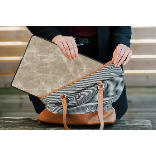 Bruin - Kristaladers - Marmer laptophoes neopreen klein 279 -tas