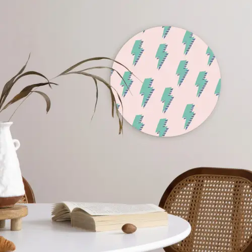 Patroon - Bliksem - Roze - Groen Wandcirkel plexiglas klein 852 -sfeer4
