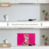 Lama - Kimono - Bloemenkrans - Felroze keuken achterwand spatscherm klein -voor_na_NL