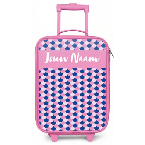 Schubben - Patroon - Blauw - Roze Kinderkoffer - Roze klein -zz3dotto