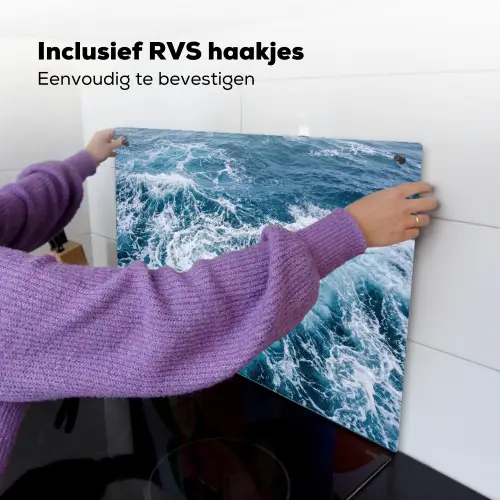 Golven - Oceaan - Blauw Inductie beschemer met haakjes klein -ky-ophangen-nl