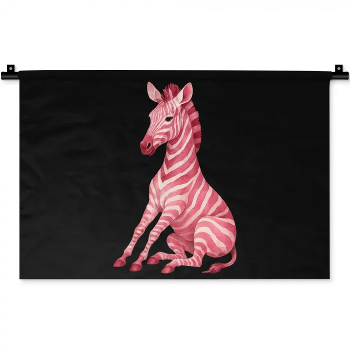 Zebra - Roze - Gestreept Wandkleed katoen klein -zz3d