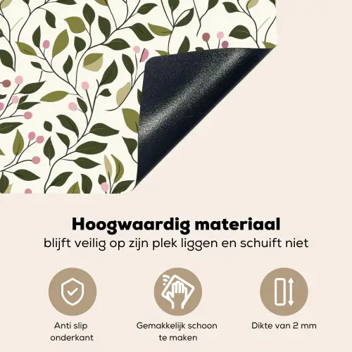 Bladeren - Bessen - Roze Inductie beschemer met haakjes klein 777 -ky-onderkant-nl