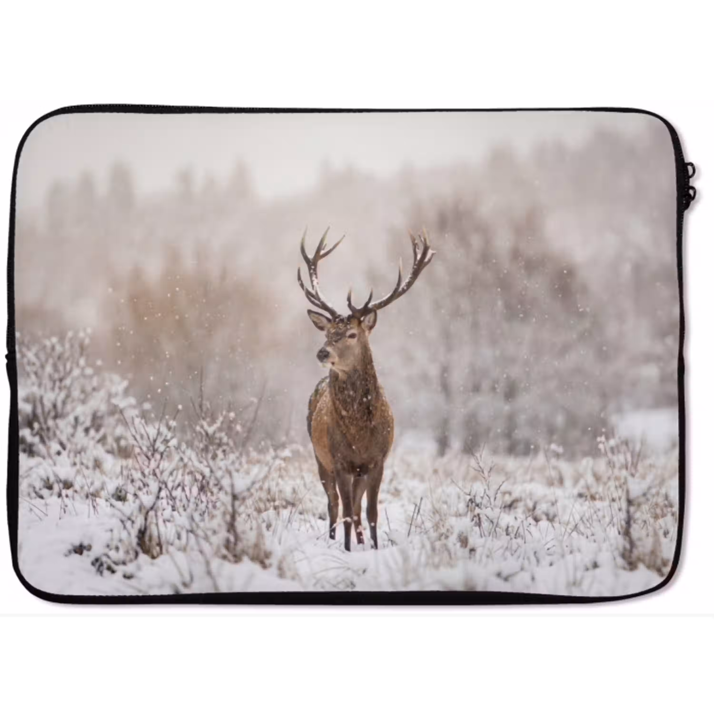 Edelhert - Bos - Sneeuw - Winter - Majestueus laptophoes neopreen klein -zkaufland3dotto