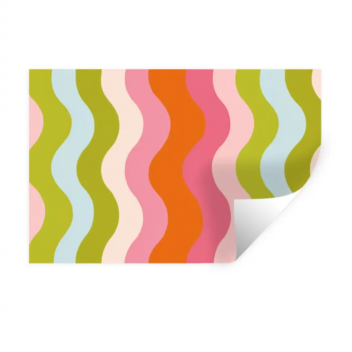 Banen - Golven - Kleurrijk - Verticaal Muursticker klein -3d