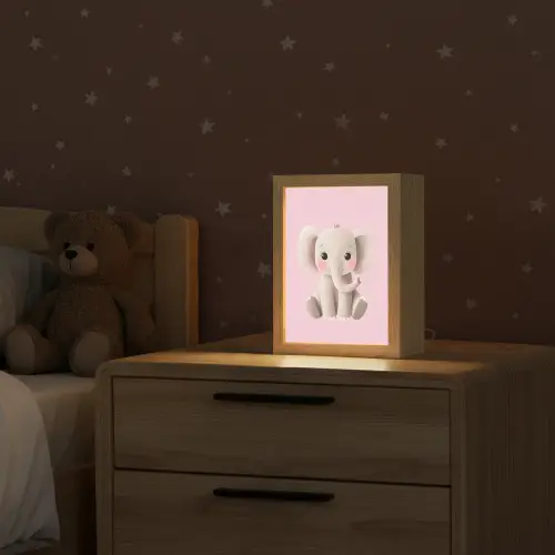 Olifant - Baby - Roze - Cartoon Light Box met kabel klein -sfeer1_kind