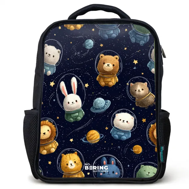 Dieren - Astronaut - Planeten - Sterren Rugzak - Zwart middel -3d