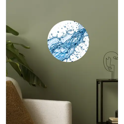 Spash - Water - Blauw Wandcirkel behangsticker klein -sfeer2