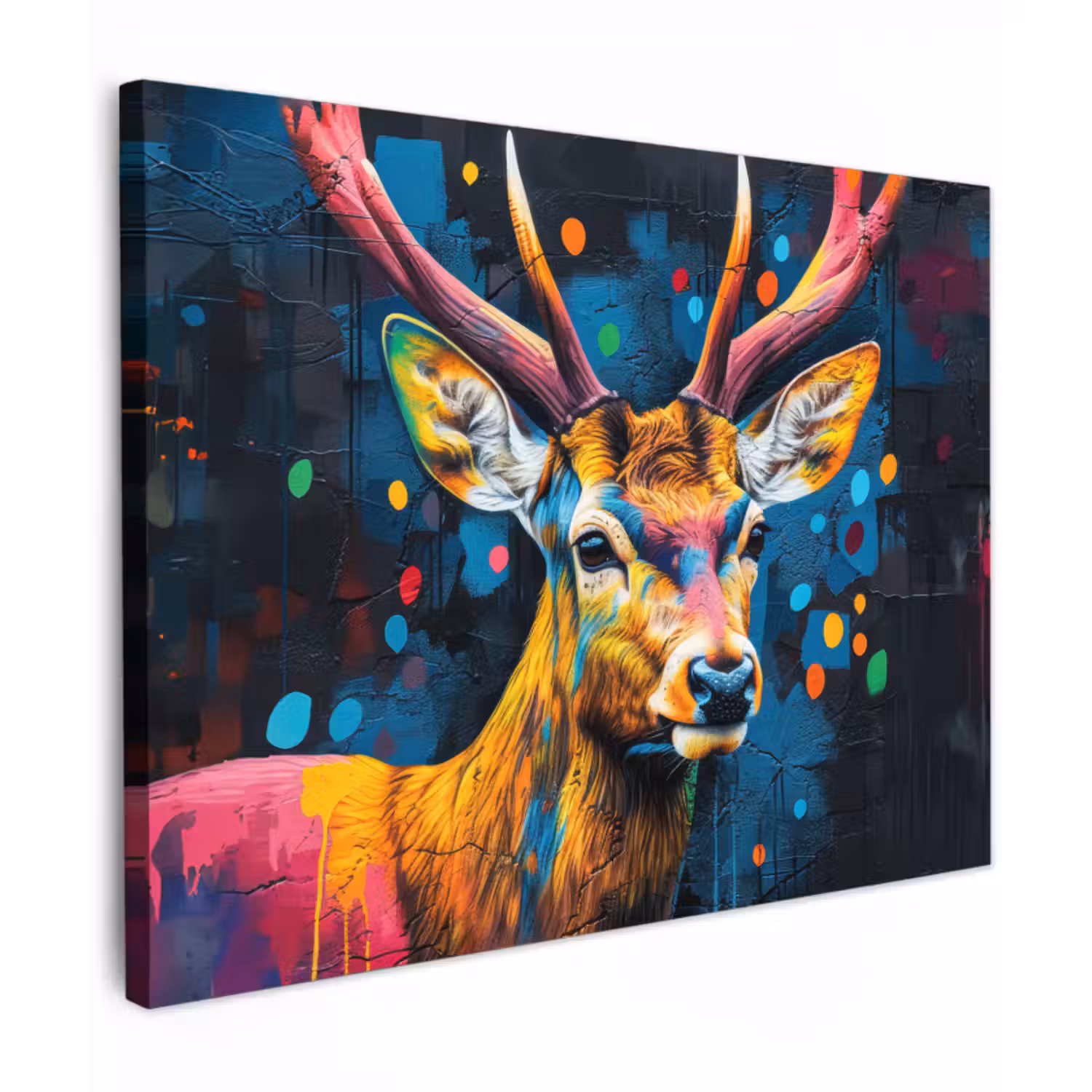 Canvas schilderij - Graffiti - Hert - Dier - Kleurrijk