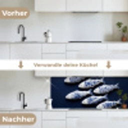 Vissen - Delfts - Blauw - Keramiek keuken achterwand 2 middel -voor-na_DE
