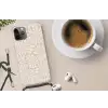 Bloemen - Print - Beige - Bruin - Minimalistisch Hoesje iPhone 12 Pro met koord klein -oordop