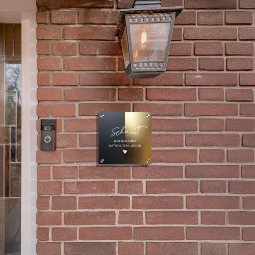 Half goud zwart - Sierlijk Naambord Vierkant klein -sfeer7-XS