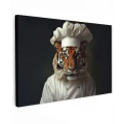 Tijger - Kokskleding - Bruin Tuinposter op houten frame 2 cm dik klein -3d