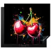 Kersen - Fruit - Graffiti - Verf - Abstract - Modern - Kleurrijk Inductie beschermer vinyl 3mm middel -3d