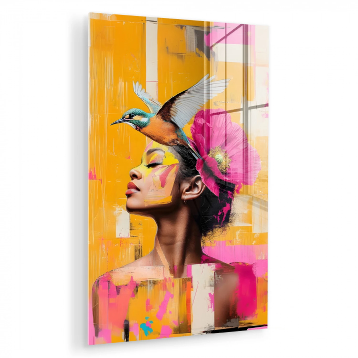 Vogel - Vrouw - Abstract - Bloem plexiglas 5mm klein -zzzproduct_nieuw