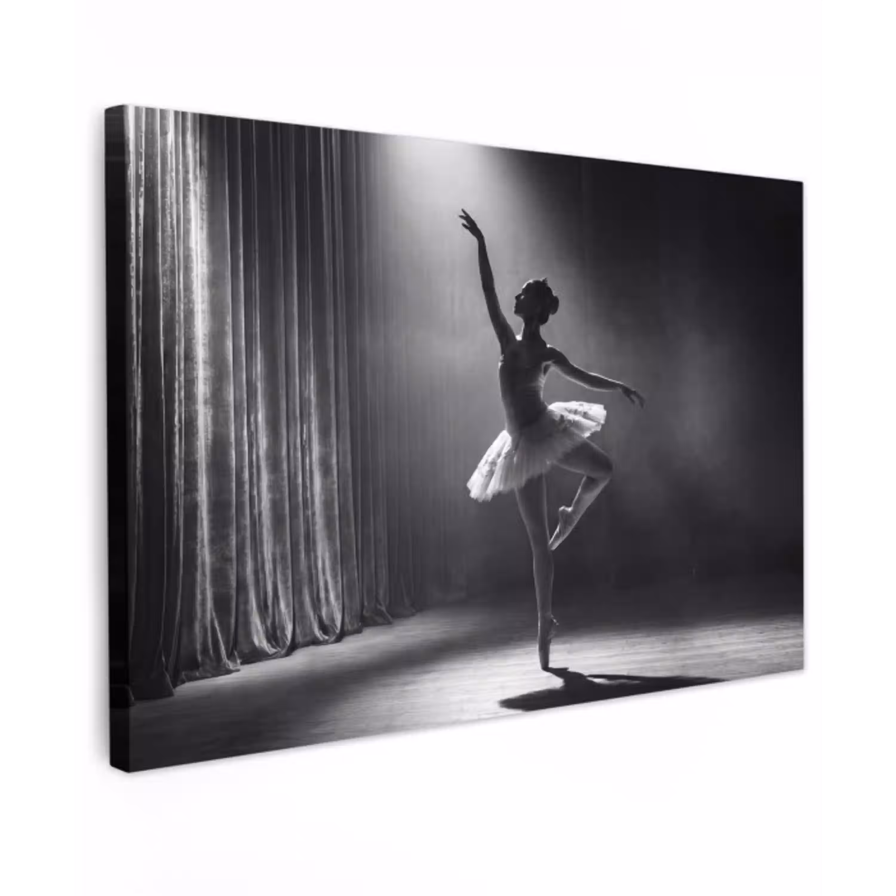 Danser - Podium - Zwart-wit - Kunst - Klassiek Tuinposter op houten frame 2 cm dik klein -3d