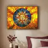 Mozaïek - Zon - Geel - Cirkel Textielframe zwart klein -sfeer1