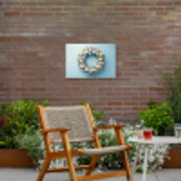 Krans - Eieren - Bloemen Tuinposter op houten frame 2 cm dik klein -sfeer3