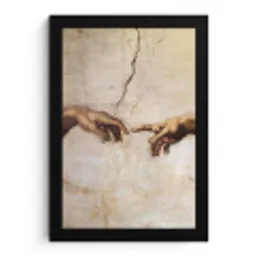Adam - Michelangelo - Schilderij - Creation of Adam fotolijst zwart zonder passe partout klein -3d