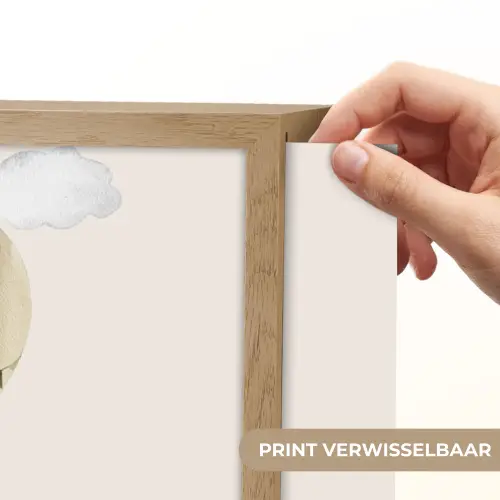 Luchtballon - Leeuw - Watercolor - Safari - Dieren Light Box met batterij (Wandlamp kind) middel -USP_websiteprintNL