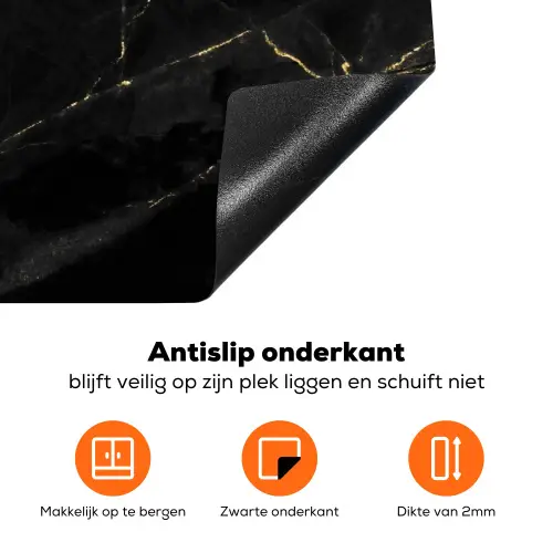 Zwart - Goud - Marmer Inductie beschermer vinyl 3mm klein -zzzzzzz-td-onderkant