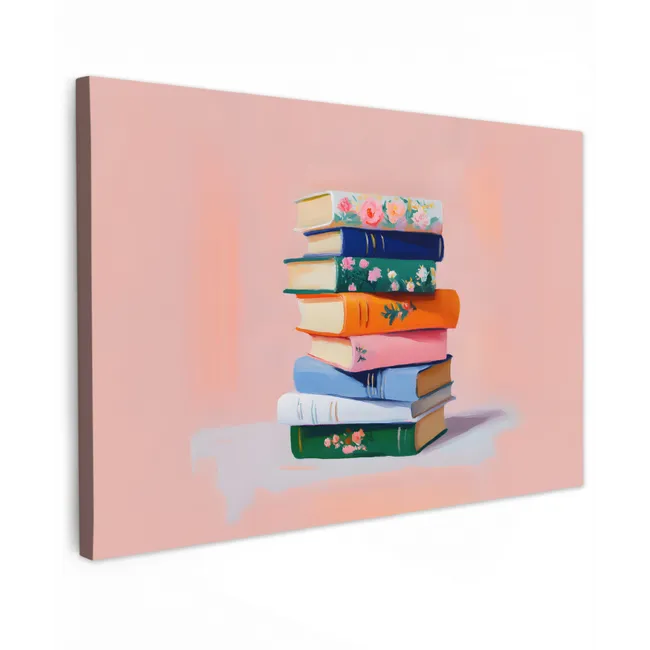 Boeken - Stapel - Kleurrijk canvas 2cm klein -z3d