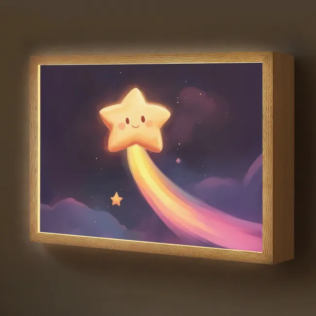 Lightbox - Wandlamp kinderkamer - Ster - Gezichtje - Lichtgevend