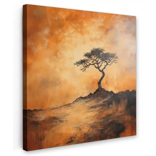 Leinwandbild - Baum - Landschaft - Orange