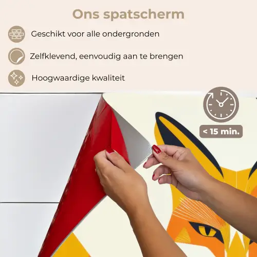 Vos - Oranje - Abstract - Driehoeken keuken achterwand spatscherm klein -spatscherm_NL