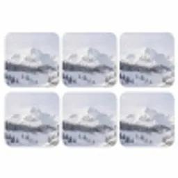 Berg - Sneeuw - Winter - Natuur - Wit onderzetter kurk middel -3d